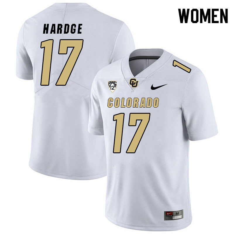Women #17 Isaiah Hardge Colorado Buffaloes College Football Jerseys Stitched Sale-White